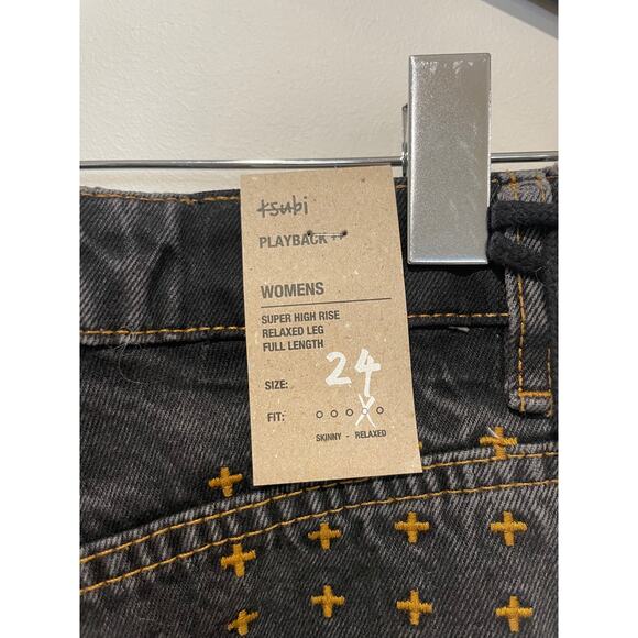 NWT Ksubi Playback Raven Trashed High Waisted Straight Leg Jeans Black 25 26 - Picture 6 of 7